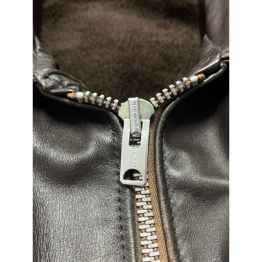 Vintage Men's Leather Biker Jacket Lined Zip Front Pockets Dark Brown Schott? - Picture 3 of 9